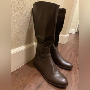 style & co wide calf brown knee high boots
